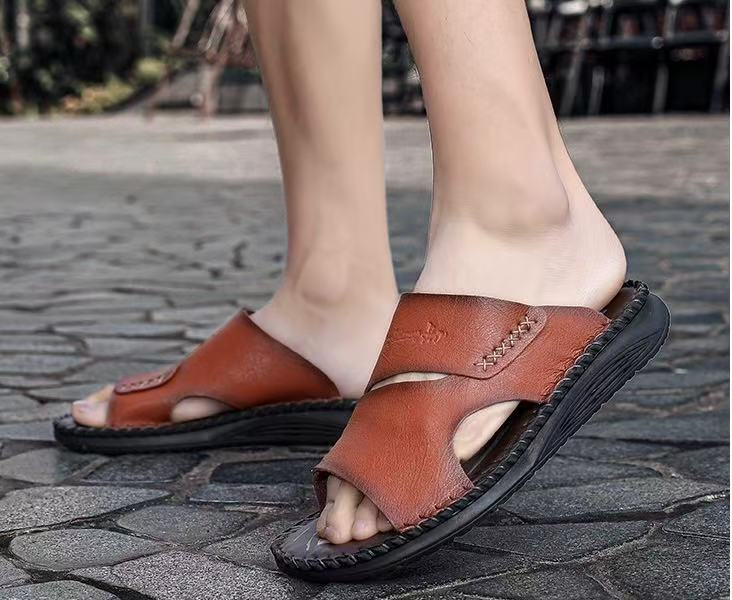 ⏰Last Day! 45% OFF  🔥MANTRAFF®Men's Handmade Genuine Leather Breathable Orthopedic Slip-on Sandals
