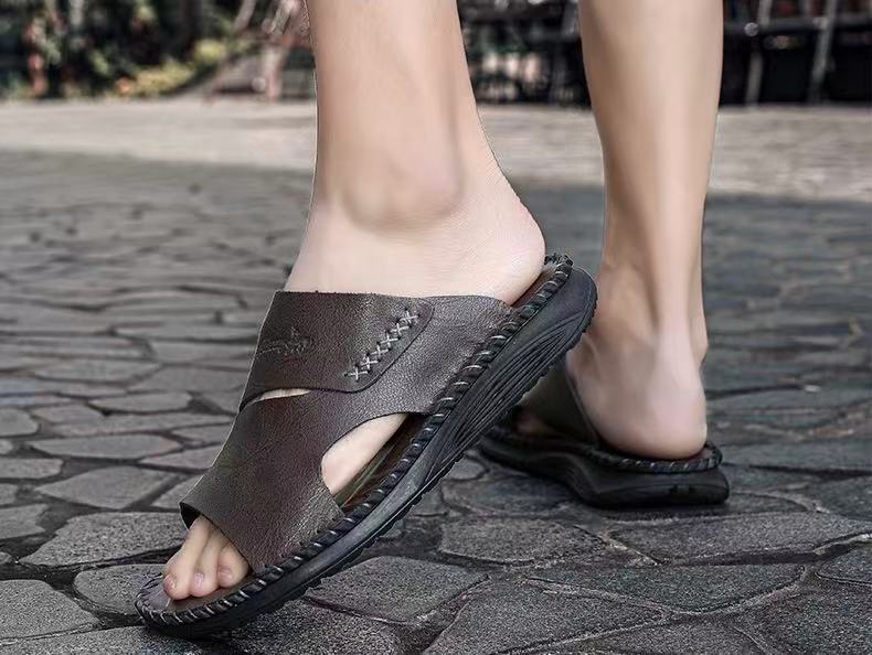 ⏰Last Day! 45% OFF  🔥MANTRAFF®Men's Handmade Genuine Leather Breathable Orthopedic Slip-on Sandals