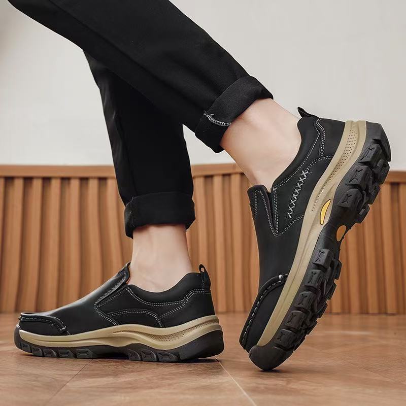 mens genuine leather orthopedic walking shoes 