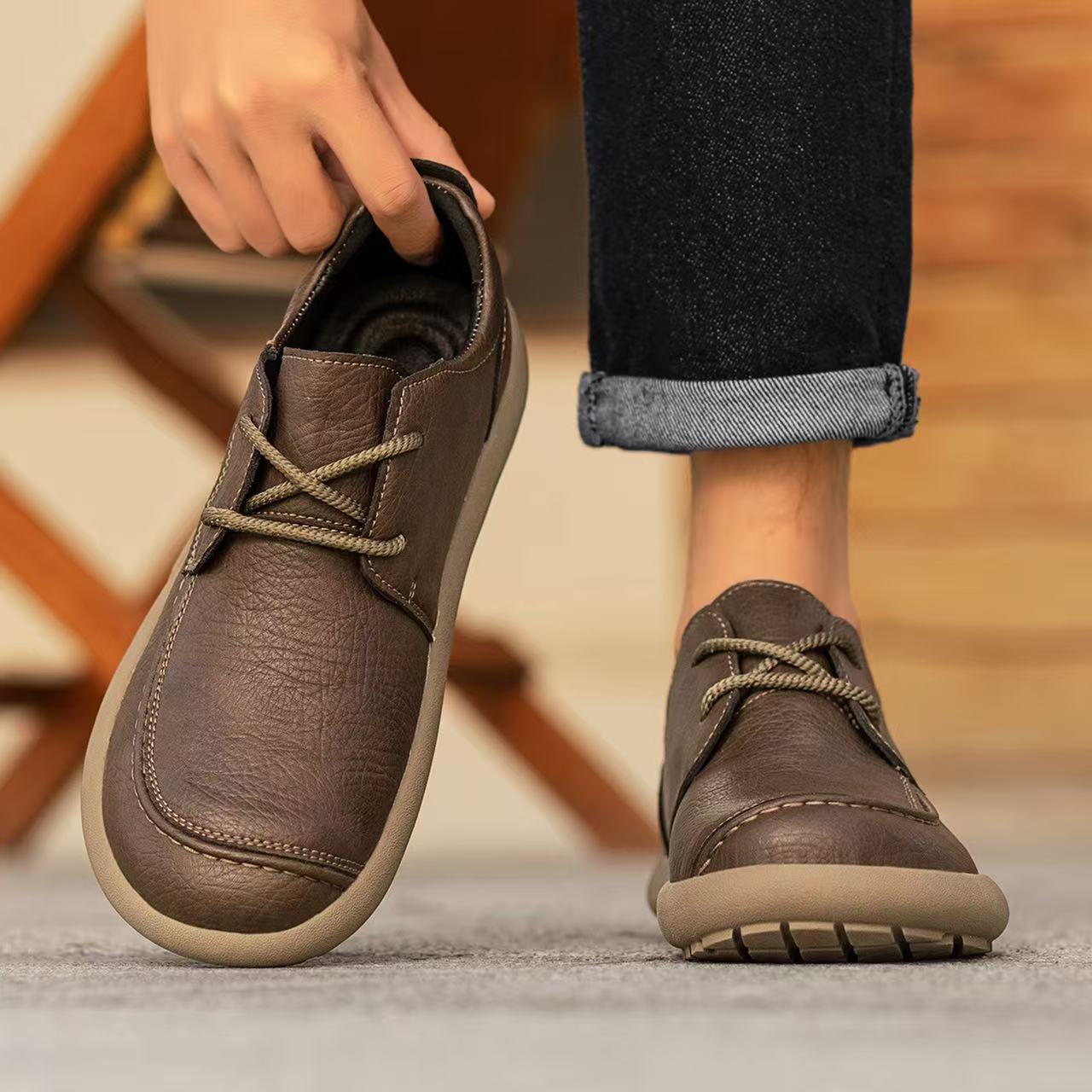 Men's handmade genuine leather orthopedic loafers