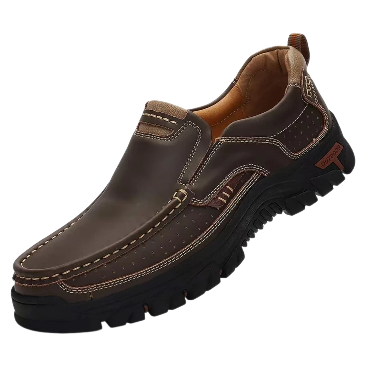 MANTRAFF® Men’s Hand‑Stitched Slip‑On Vintage Leather Loafers