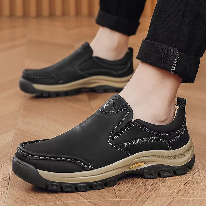mens genuine leather orthopedic walking shoes 