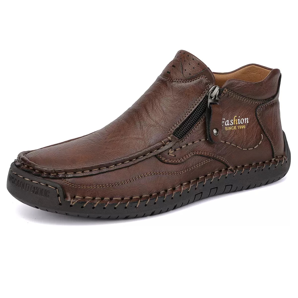 TREADVALE®Men's Zipper Hand Stitched Leather Ankle Boots