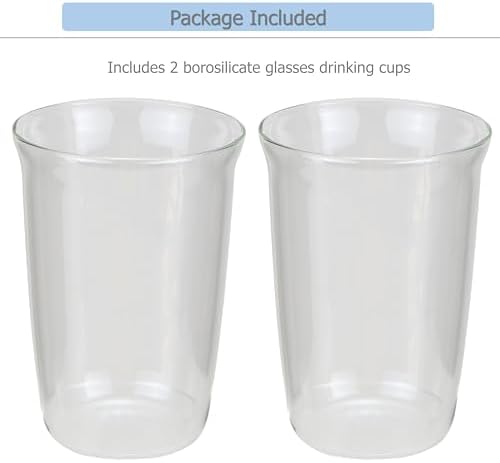 EIKS 2 Pack Crystal Clear Drinking Glasses Cups, 460ml/15.5oz