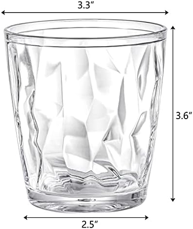 Hedume 9 Pack 10-ounce Plastic Water Tumblers, Transparent Drinking Glasses, Clear Acrylic Reusable Juice Wine Cups Stackable for Home, Picnic Party