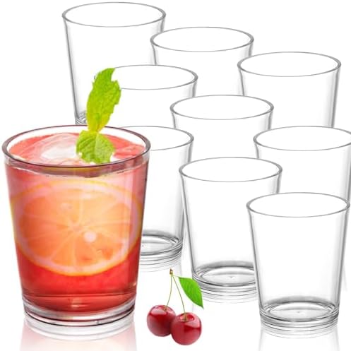 Noamus 9 Pack Plastic Drinking Glasses, 12 Oz Unbreakable Acrylic Water Tumblers, Reusable Shatter-Proof Clear Glasses