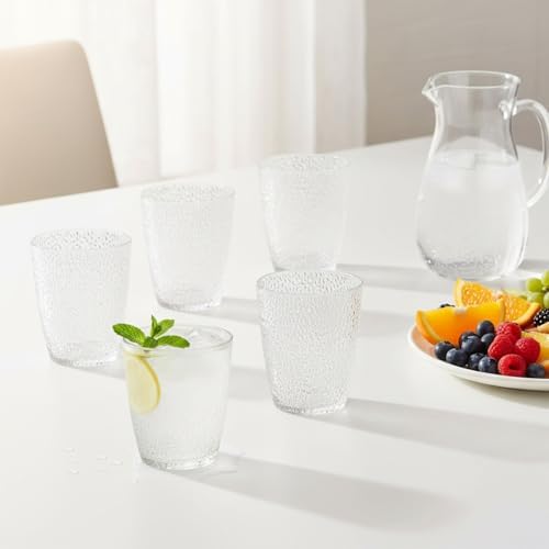 6 PCS Clear Acrylic Drinking Cups, Reusable Plastic Glasses Drinkware