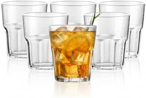 6 PCS Clear Plastic Tumblers, Resuable Drinking Glasses, 8.8 OZ Acrylic Cup