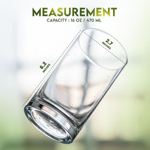 KICHLY Clear Plastic Highball Glasses, BPA Free Tall 16 Oz Tumblers, 8 Pack