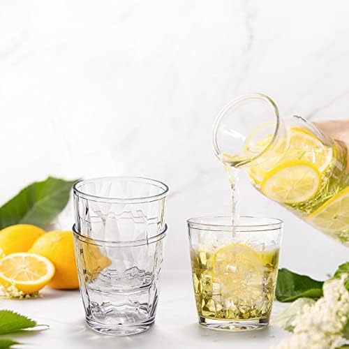 Hedume Set of 8 Plastic Water Tumblers, 4 Pack 17-ounce and 4 Pack 10-ounce Transparent Drinking Glasses