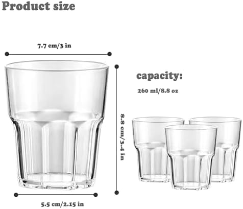 6 PCS Clear Plastic Tumblers, Resuable Drinking Glasses, 8.8 OZ Acrylic Cup