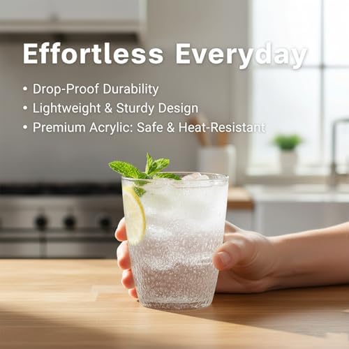 6 PCS Clear Acrylic Drinking Cups, Reusable Plastic Glasses Drinkware