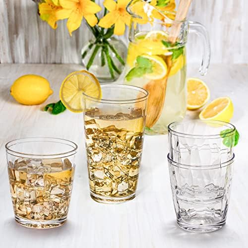 Hedume Set of 8 Plastic Water Tumblers, 4 Pack 17-ounce and 4 Pack 10-ounce Transparent Drinking Glasses