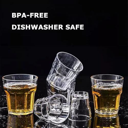 16 Pack 8 oz Plastic Drinking Glasses, BPA Free Unbreakable Juice Cups, Stackable Clear Beverages Iced Hot Tea Glassware for Cocktail