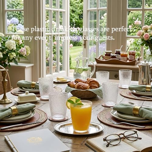 6 PCS Clear Acrylic Drinking Cups, Reusable Plastic Glasses Drinkware
