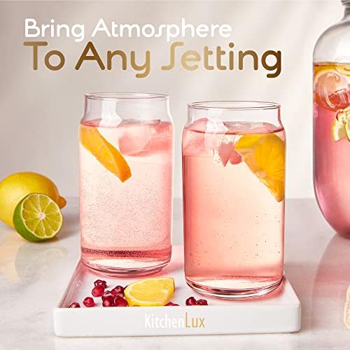 16 oz Can Shaped Glass Cups, Set of 12 Beer Can Glasses, Aesthetic Soda Can Cup Clear Glass Tumbler Beer Glasses, Cute Cups Tall Cocktail Drinkware