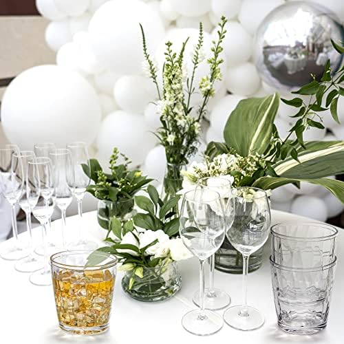 Hedume 9 Pack 10-ounce Plastic Water Tumblers, Transparent Drinking Glasses, Clear Acrylic Reusable Juice Wine Cups Stackable for Home, Picnic Party