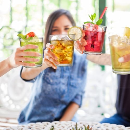 Noamus 9 Pack Plastic Drinking Glasses, 12 Oz Unbreakable Acrylic Water Tumblers, Reusable Shatter-Proof Clear Glasses