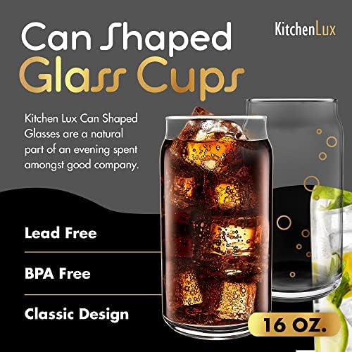 16 oz Can Shaped Glass Cups, Set of 12 Beer Can Glasses, Aesthetic Soda Can Cup Clear Glass Tumbler Beer Glasses, Cute Cups Tall Cocktail Drinkware