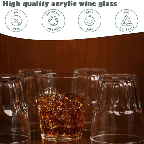 6 PCS Clear Plastic Tumblers, Resuable Drinking Glasses, 8.8 OZ Acrylic Cup