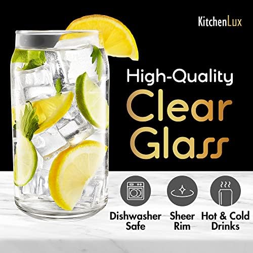 16 oz Can Shaped Glass Cups, Set of 12 Beer Can Glasses, Aesthetic Soda Can Cup Clear Glass Tumbler Beer Glasses, Cute Cups Tall Cocktail Drinkware
