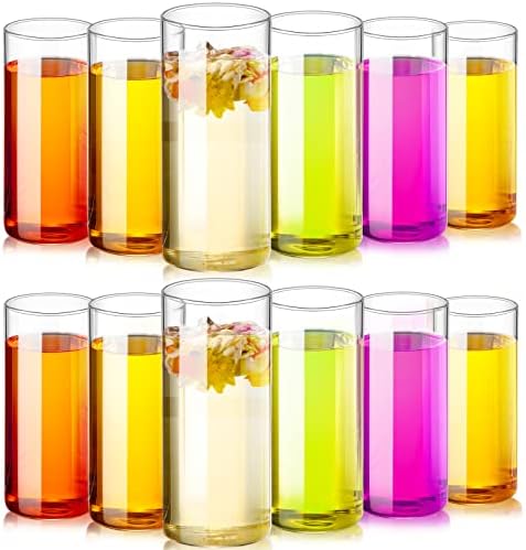 Zubebe Set of 12 Clear Drinking Glasses 16 oz Thin Highball Glasses Glass Cups Drinkware Elegant Bar Glassware Drink Tumblers for Juice Drinks