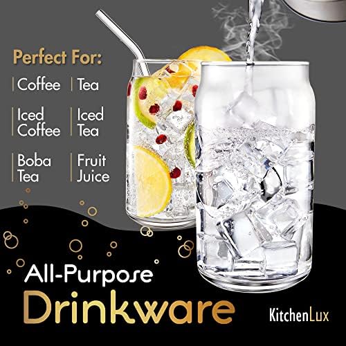 16 oz Can Shaped Glass Cups, Set of 12 Beer Can Glasses, Aesthetic Soda Can Cup Clear Glass Tumbler Beer Glasses, Cute Cups Tall Cocktail Drinkware