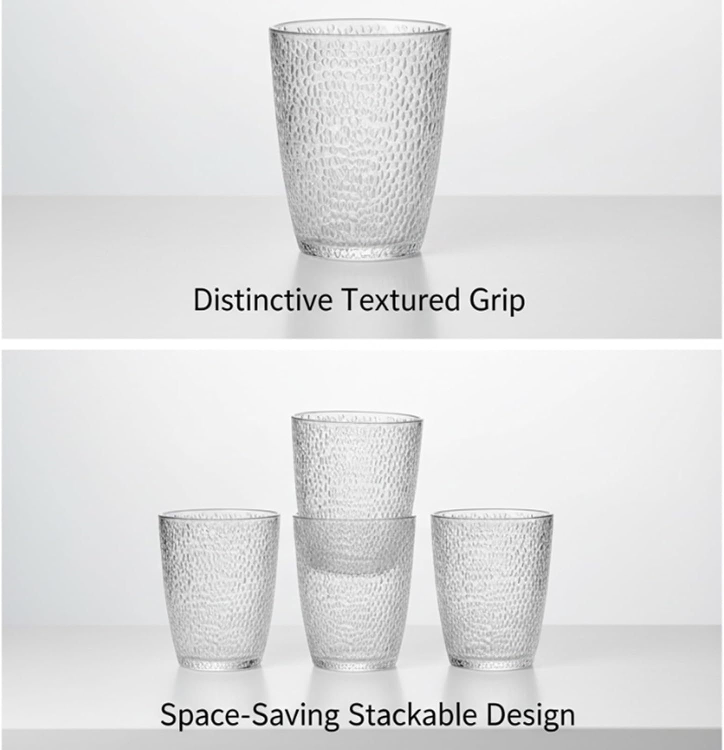 6 PCS Clear Acrylic Drinking Cups, Reusable Plastic Glasses Drinkware
