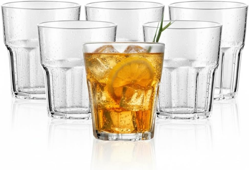 6 PCS Clear Plastic Tumblers, Resuable Drinking Glasses, 8.8 OZ Acrylic Cup