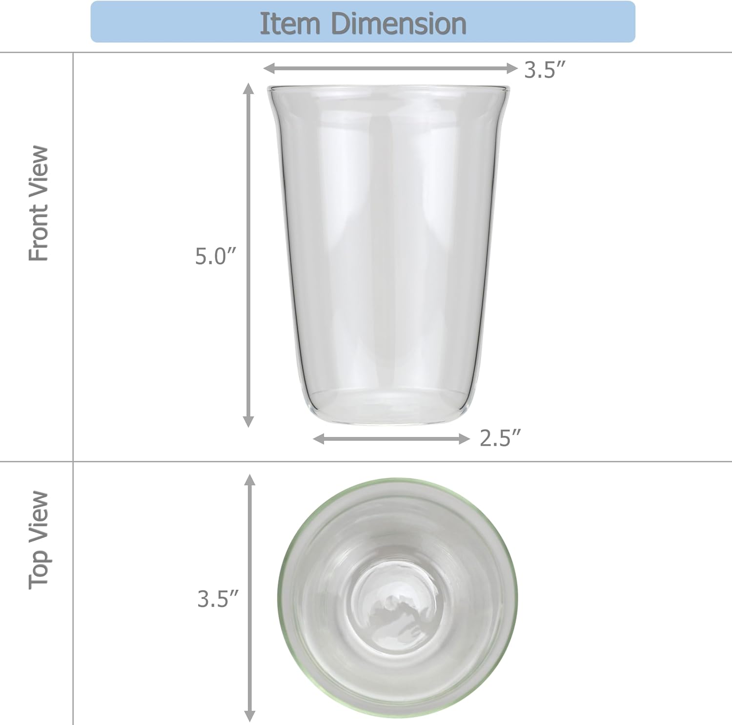 EIKS 2 Pack Crystal Clear Drinking Glasses Cups, 460ml/15.5oz
