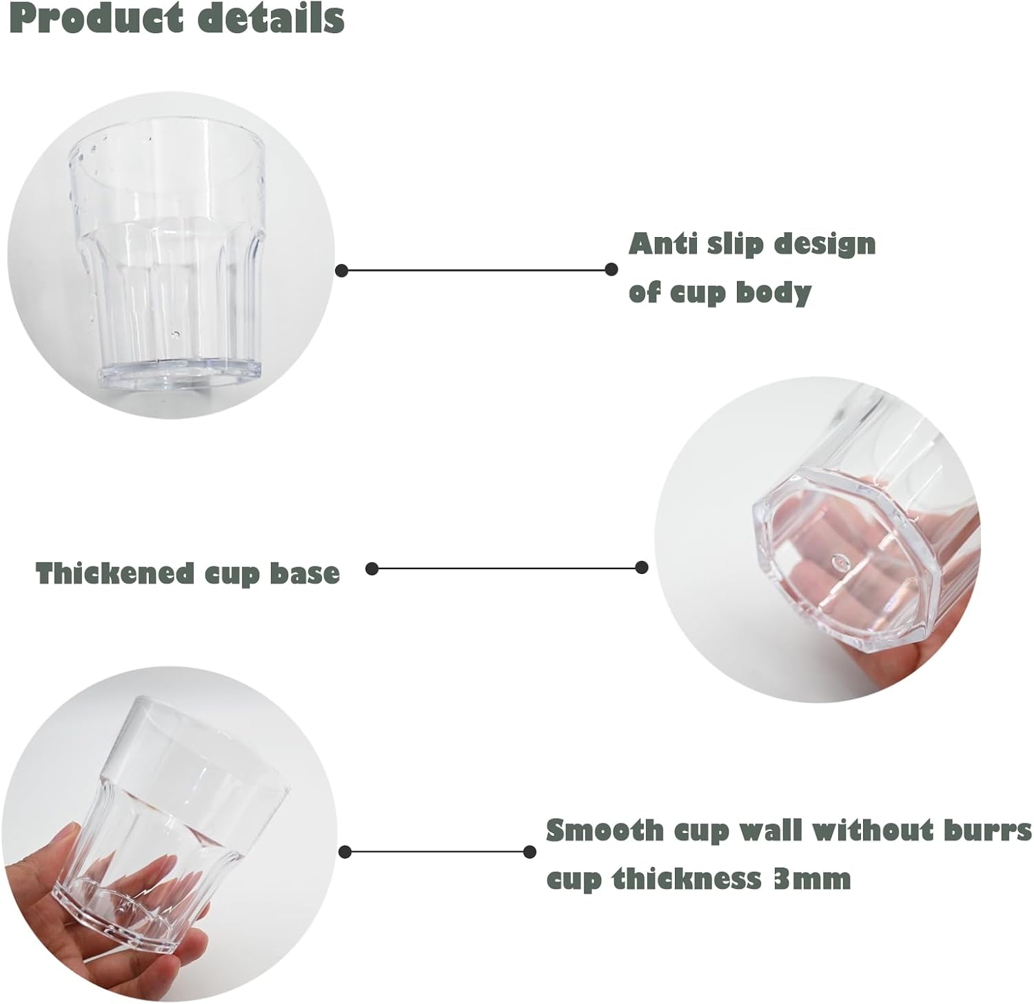 6 PCS Clear Plastic Tumblers, Resuable Drinking Glasses, 8.8 OZ Acrylic Cup