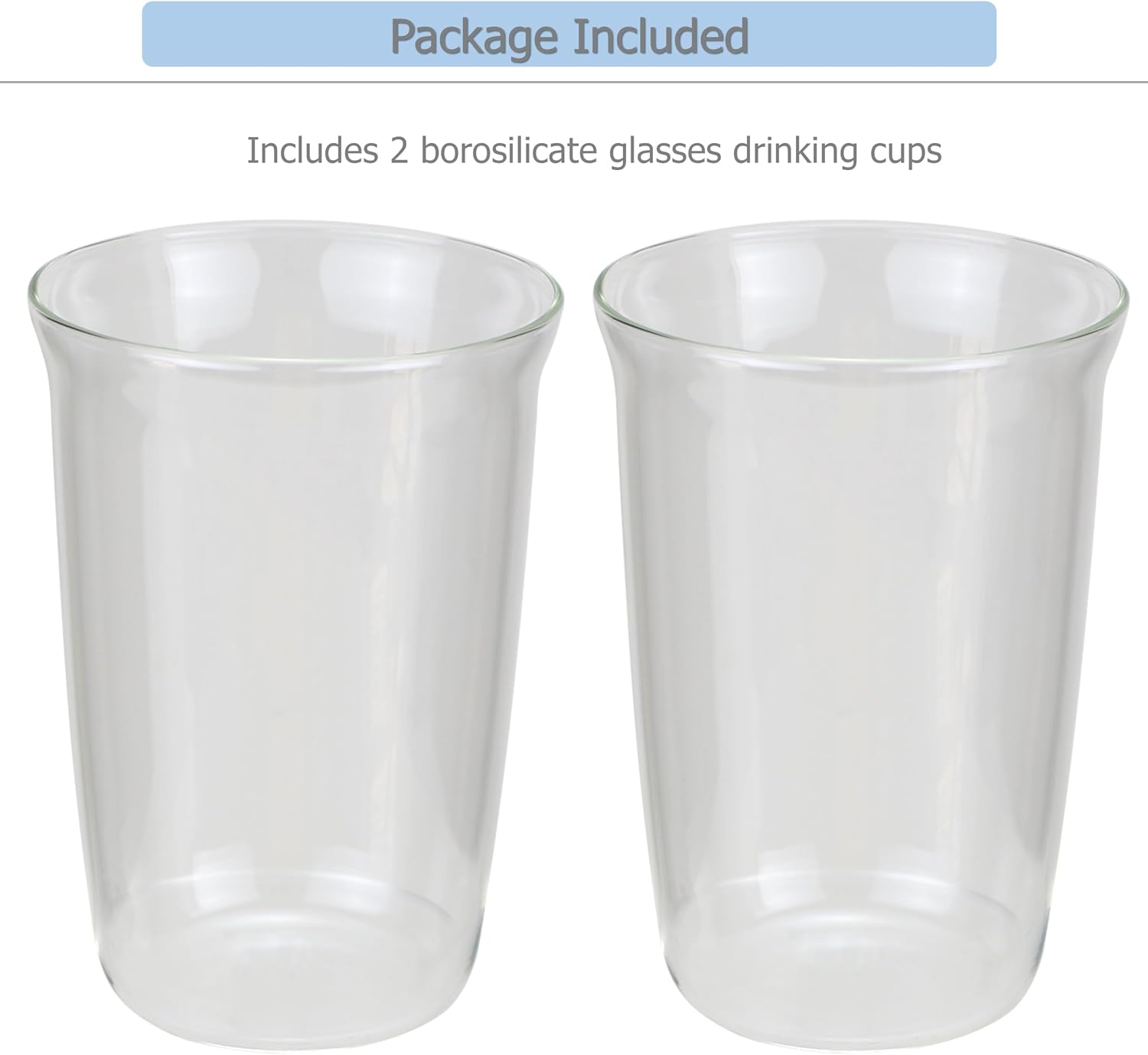 EIKS 2 Pack Crystal Clear Drinking Glasses Cups, 460ml/15.5oz