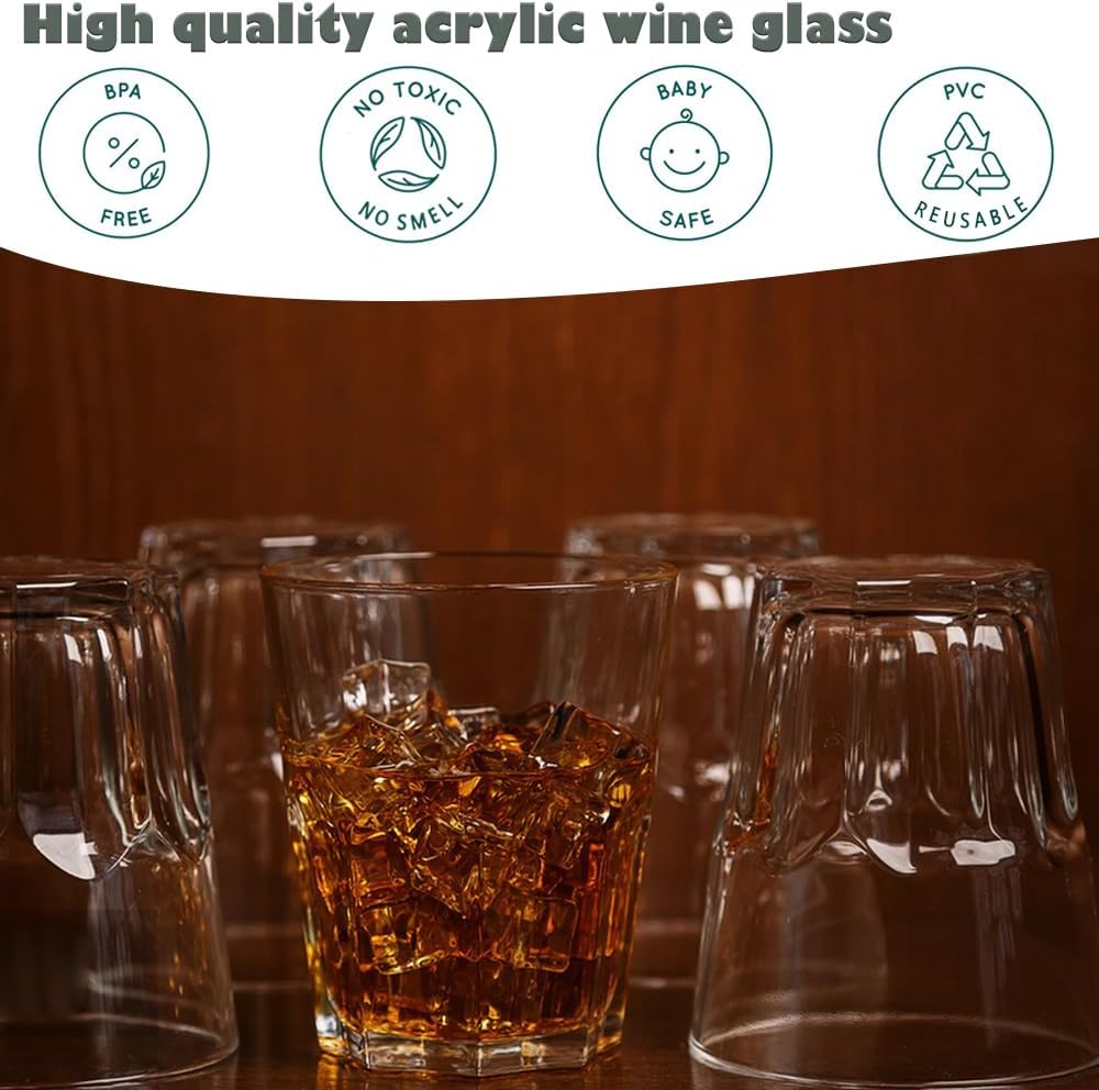 6 PCS Clear Plastic Tumblers, Resuable Drinking Glasses, 8.8 OZ Acrylic Cup