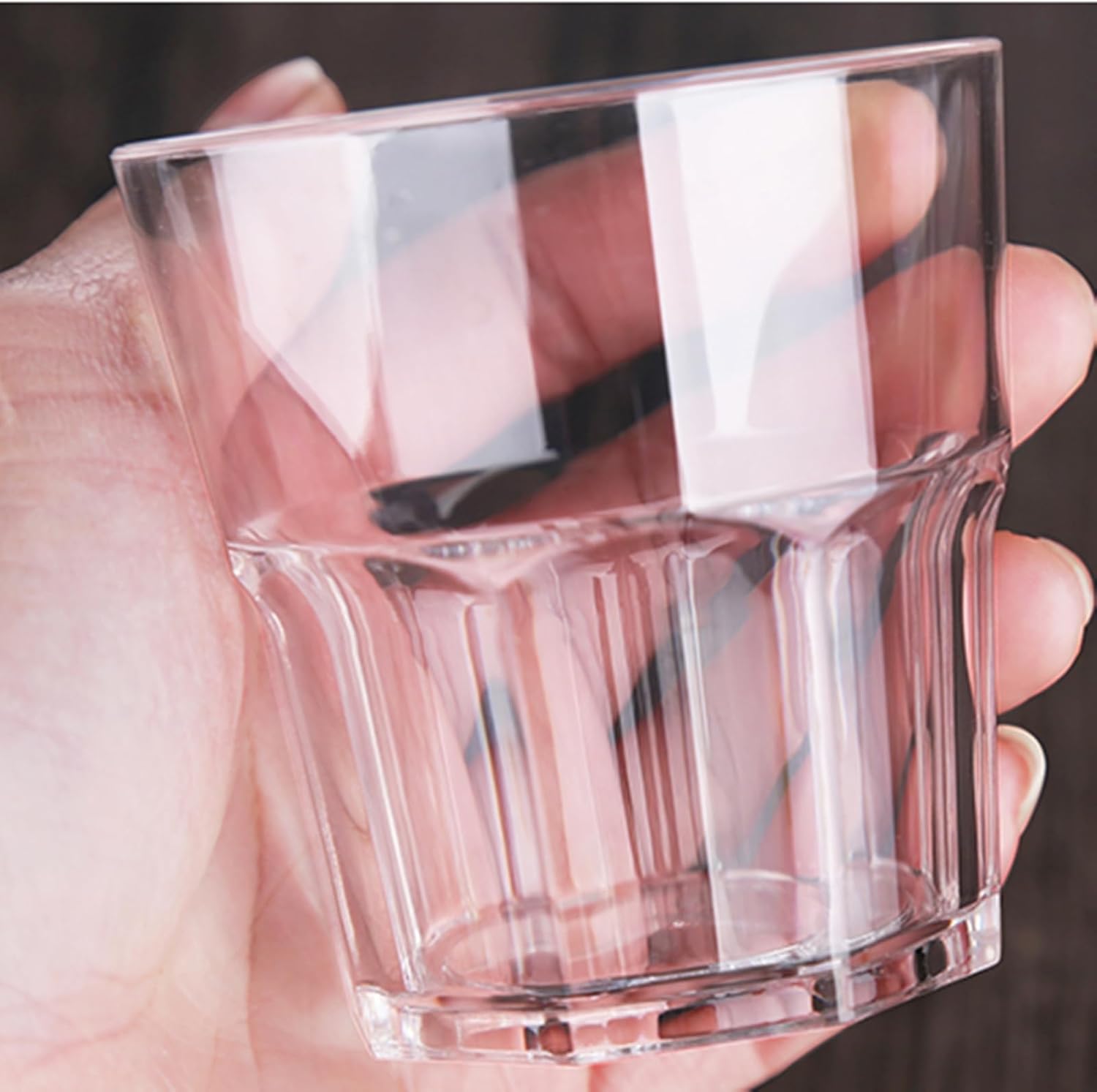 16 Pack 8 oz Plastic Drinking Glasses, BPA Free Unbreakable Juice Cups, Stackable Clear Beverages Iced Hot Tea Glassware for Cocktail