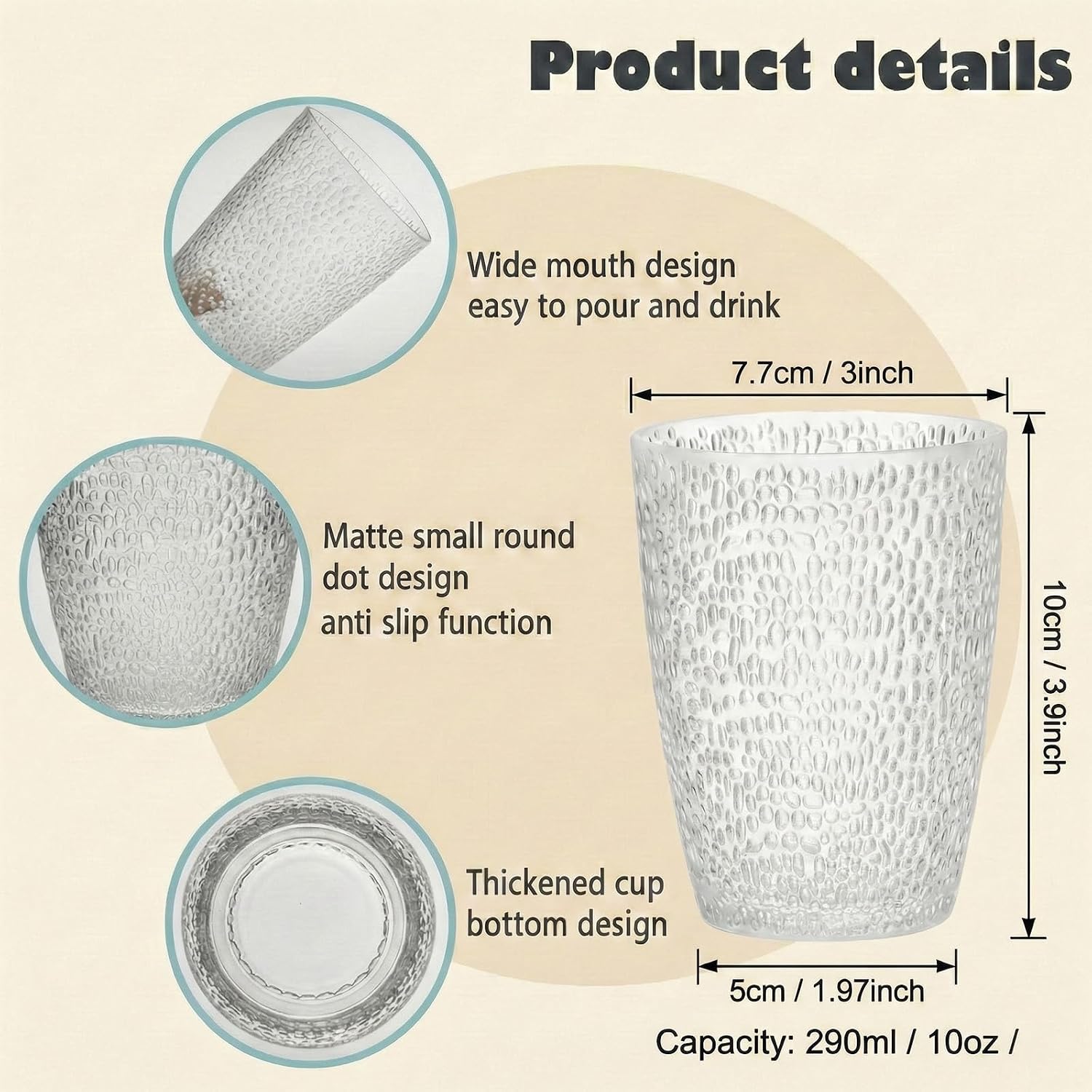 6 PCS Clear Acrylic Drinking Cups, Reusable Plastic Glasses Drinkware
