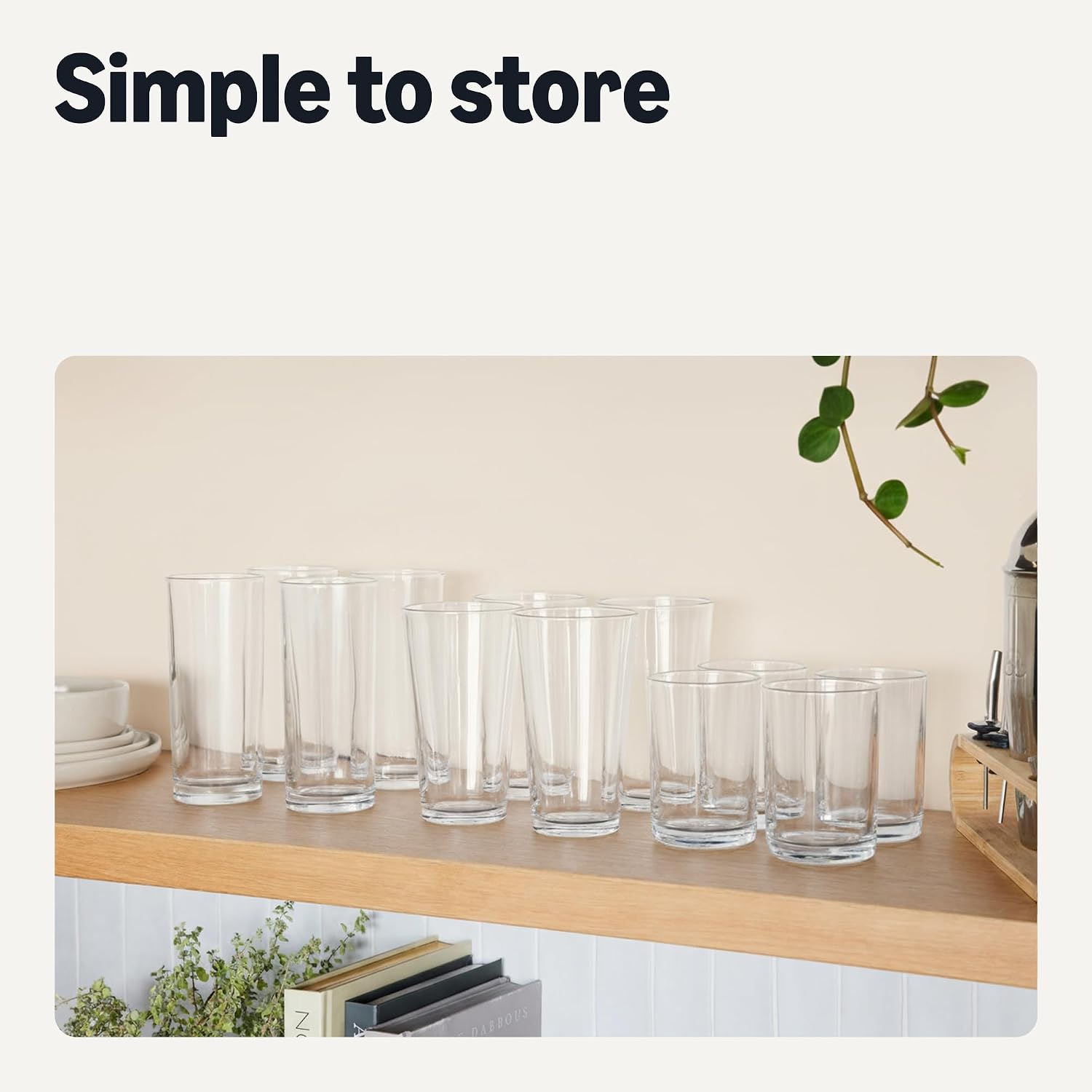 Amazon Basics Pint Glasses Set Of 4, 16 Oz Thick Clear Beer Drinking Glass, for Home Bar & Entertaining, Dishwasher-Safe
