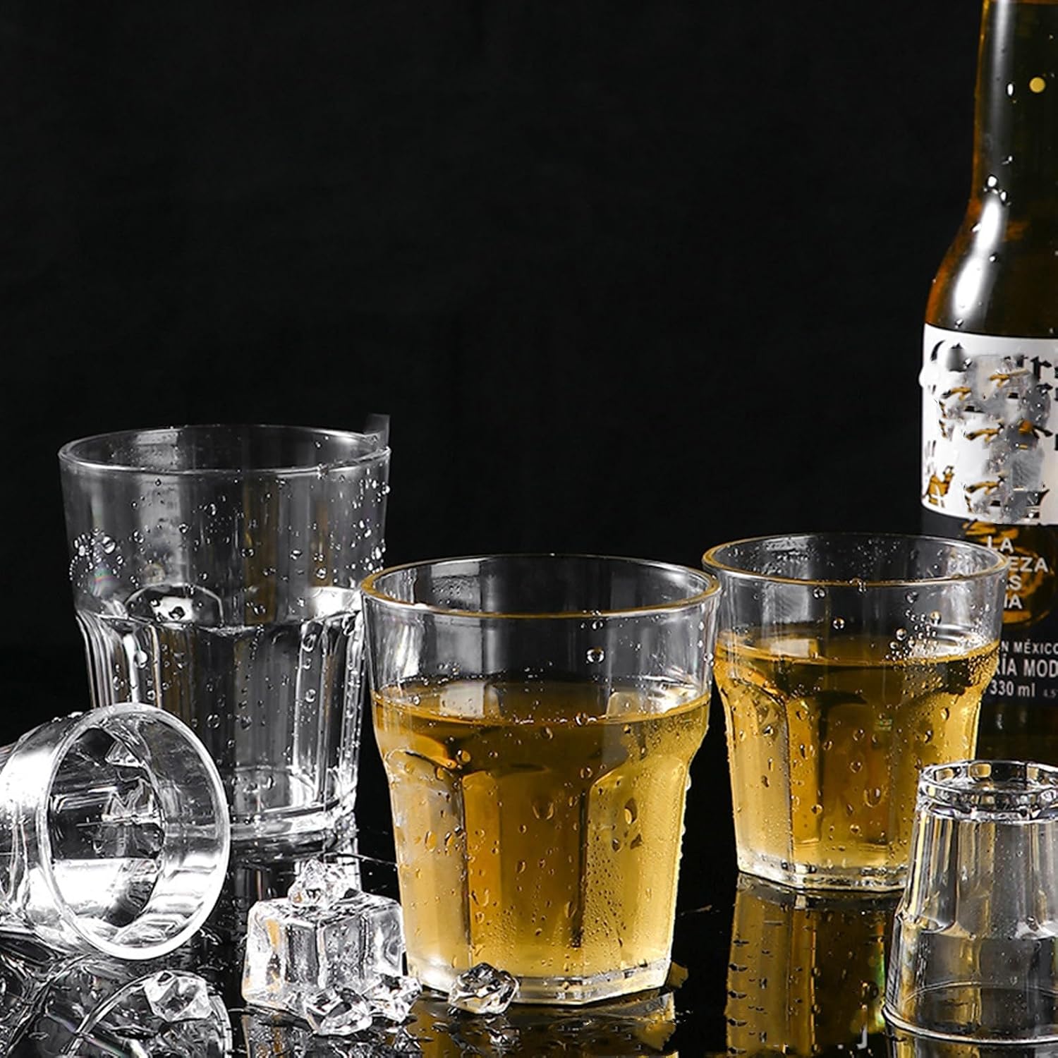 16 Pack 8 oz Plastic Drinking Glasses, BPA Free Unbreakable Juice Cups, Stackable Clear Beverages Iced Hot Tea Glassware for Cocktail