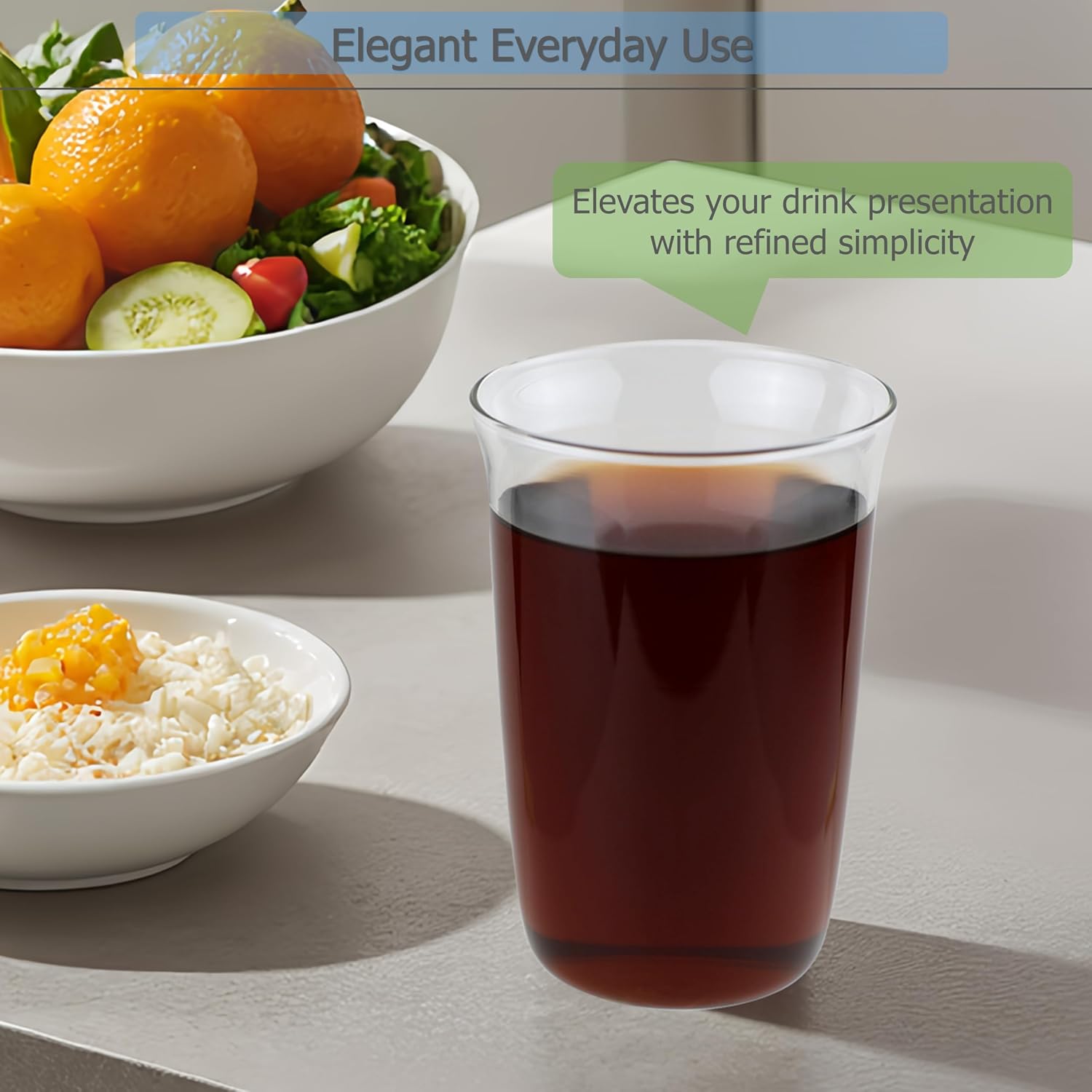 EIKS 2 Pack Crystal Clear Drinking Glasses Cups, 460ml/15.5oz