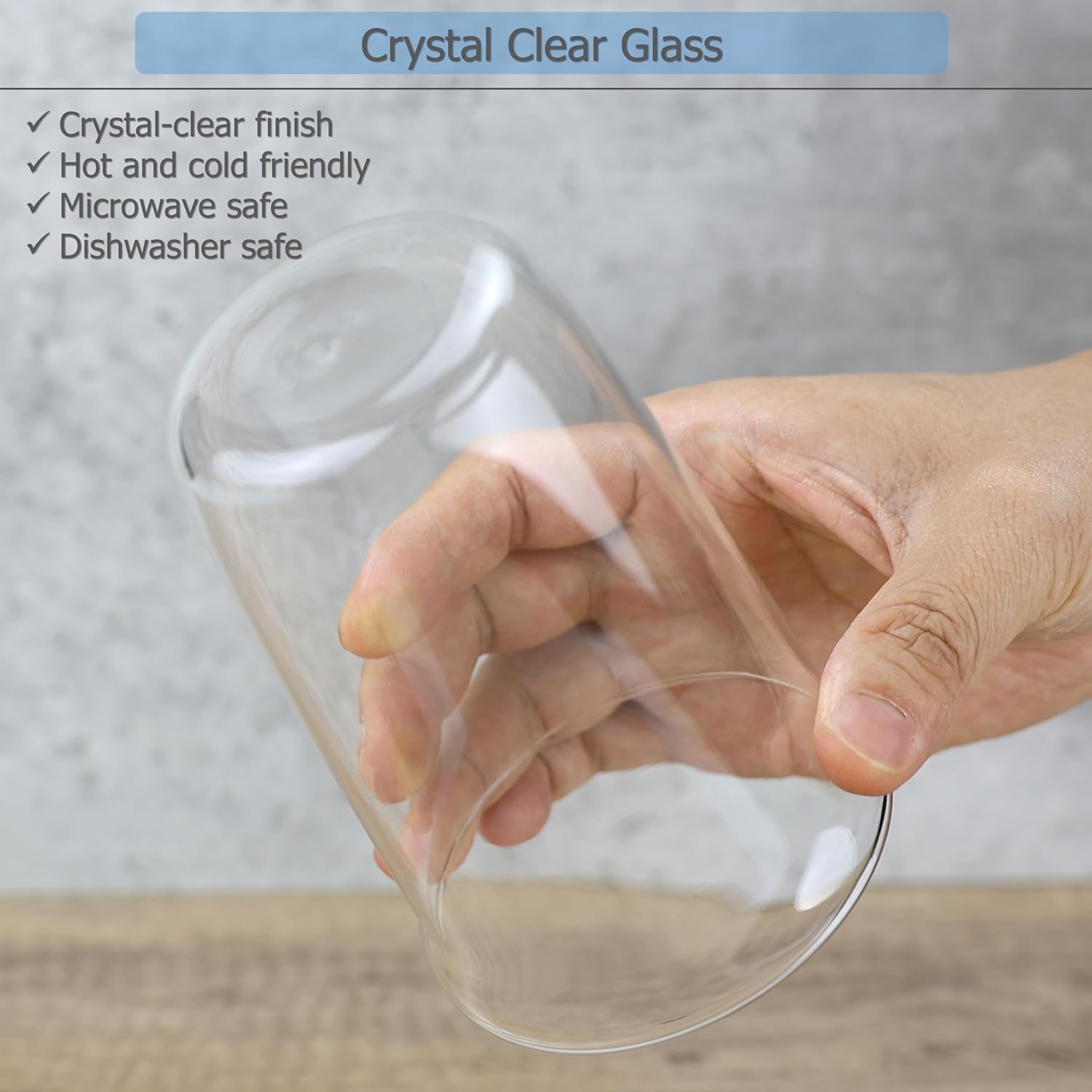 EIKS 2 Pack Crystal Clear Drinking Glasses Cups, 460ml/15.5oz