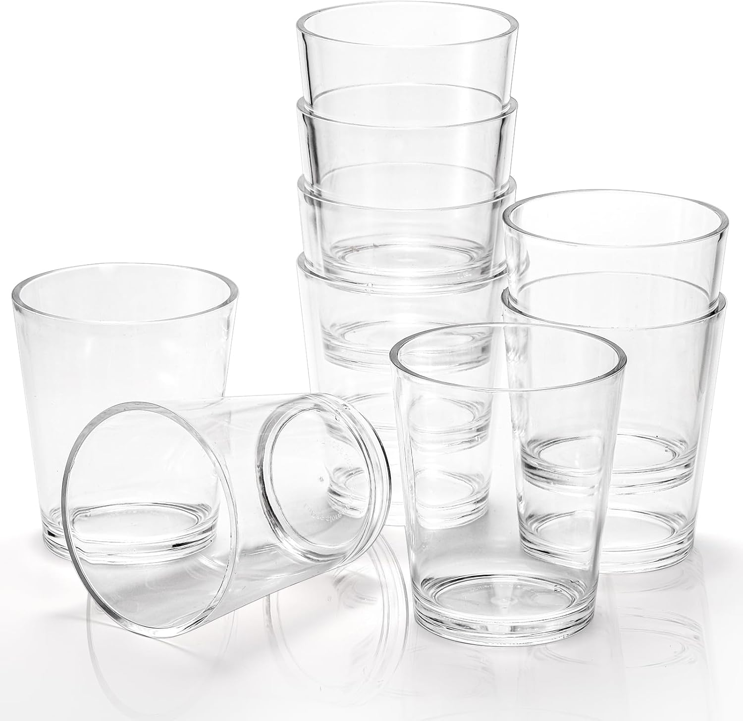Noamus 9 Pack Plastic Drinking Glasses, 12 Oz Unbreakable Acrylic Water Tumblers, Reusable Shatter-Proof Clear Glasses