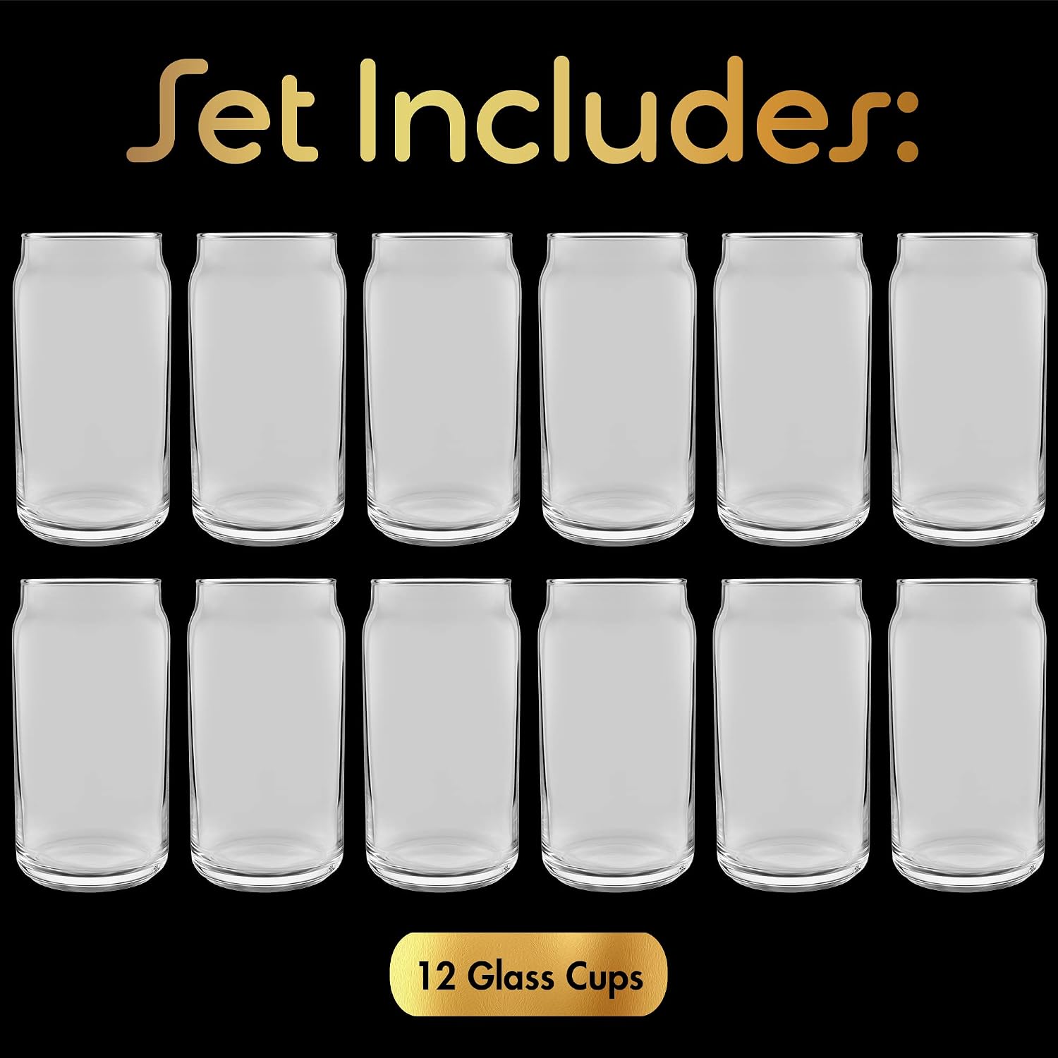 16 oz Can Shaped Glass Cups, Set of 12 Beer Can Glasses, Aesthetic Soda Can Cup Clear Glass Tumbler Beer Glasses, Cute Cups Tall Cocktail Drinkware