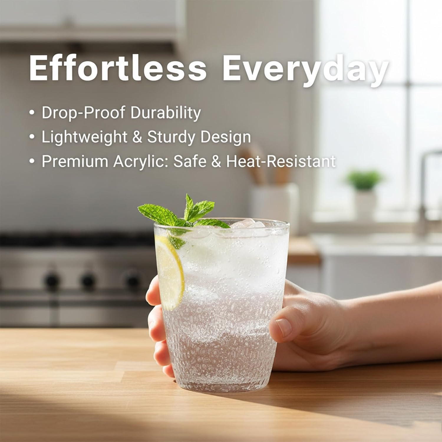6 PCS Clear Acrylic Drinking Cups, Reusable Plastic Glasses Drinkware