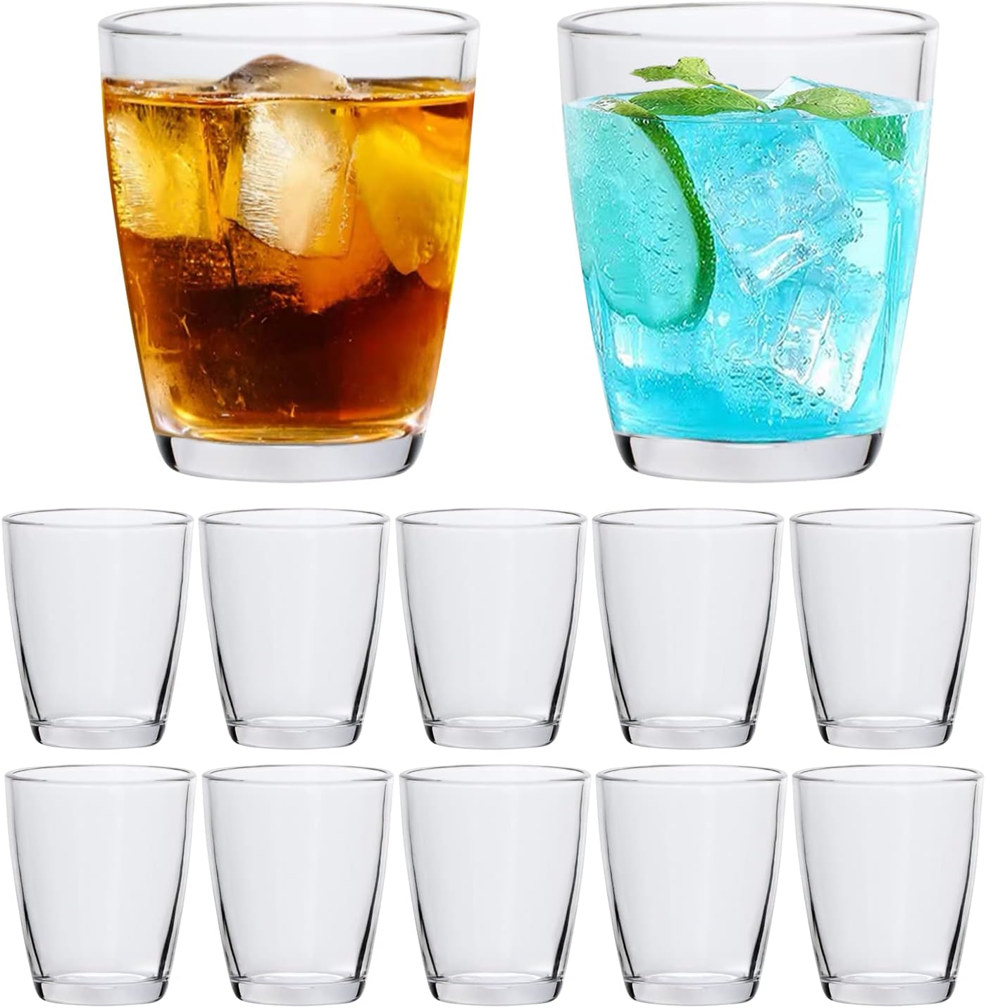 QAPPDA 7 Ounce Juice Glasses, Stackable Drinking Glass Set of 12, Clear Water Glasses Durable Homemade Beverage Tumbler for Soda, Mixed Drinks, Milk