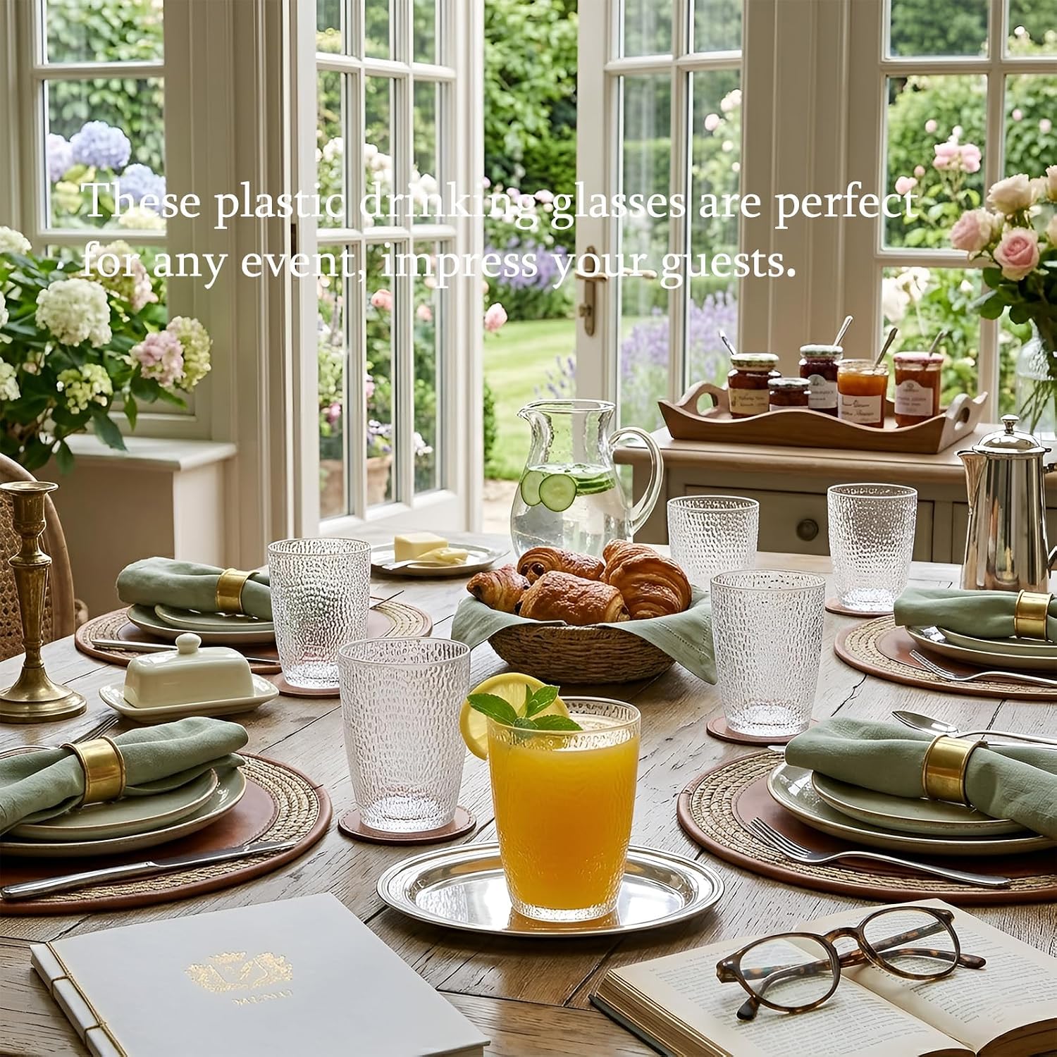 6 PCS Clear Acrylic Drinking Cups, Reusable Plastic Glasses Drinkware