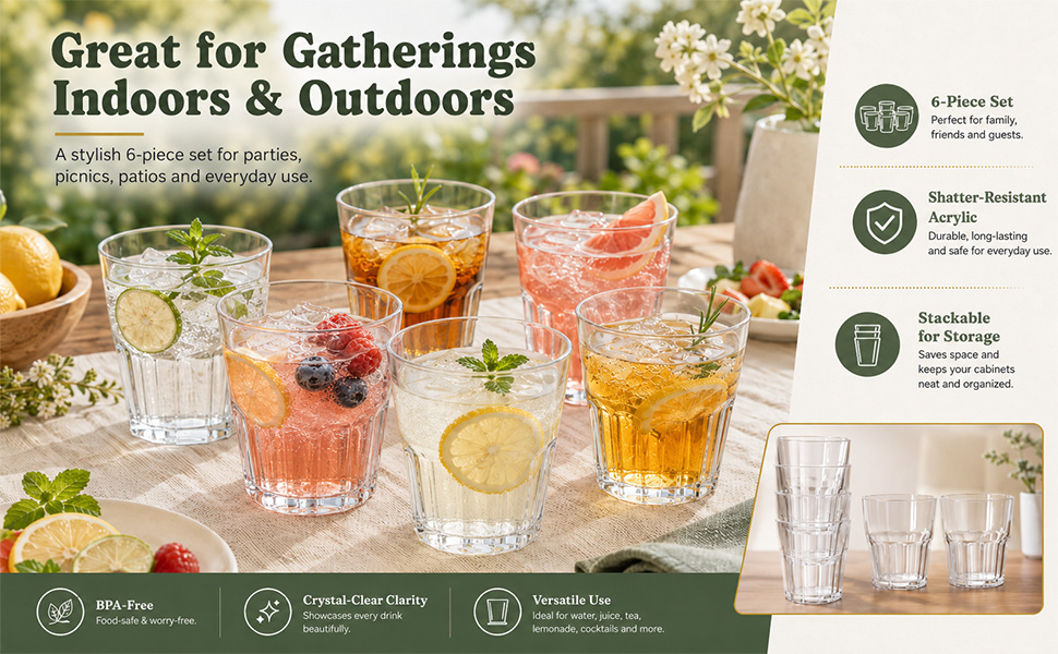 Acrylic Drinking Cups Stackable Beverage Glasses