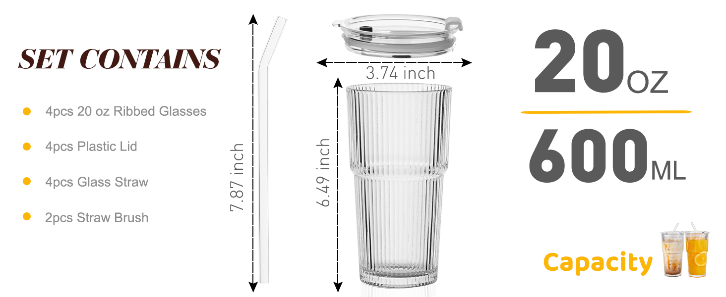 glass tumblers with lids and straws
