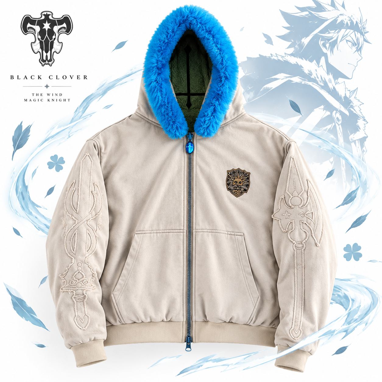 Yuno-Inspired Reversible Fleece Bomber Jacket