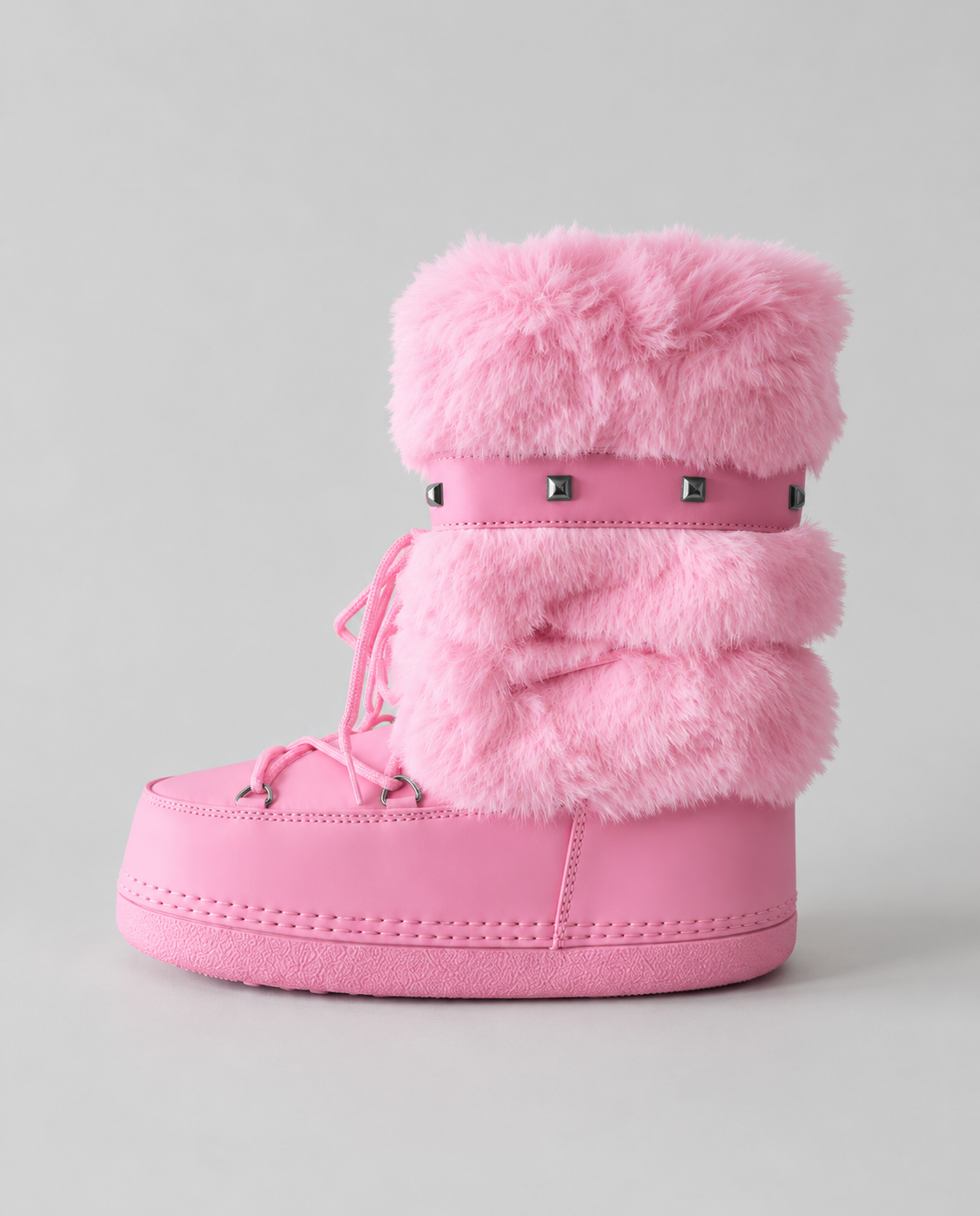 Studded Platform Boots Pink