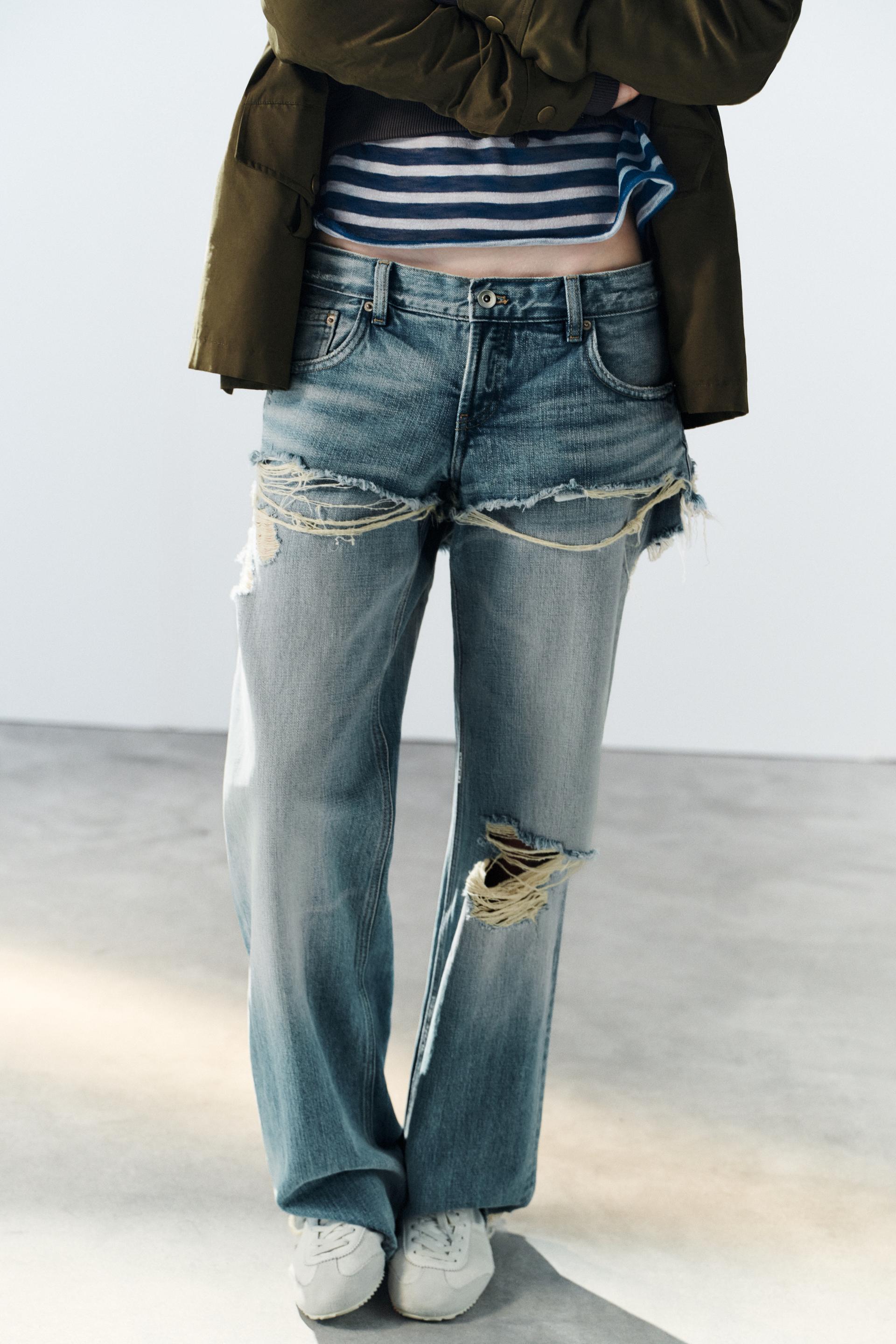 TRF LOW-RISE STRAIGHT JEANS WITH DOUBLE-LAYER EFFECT