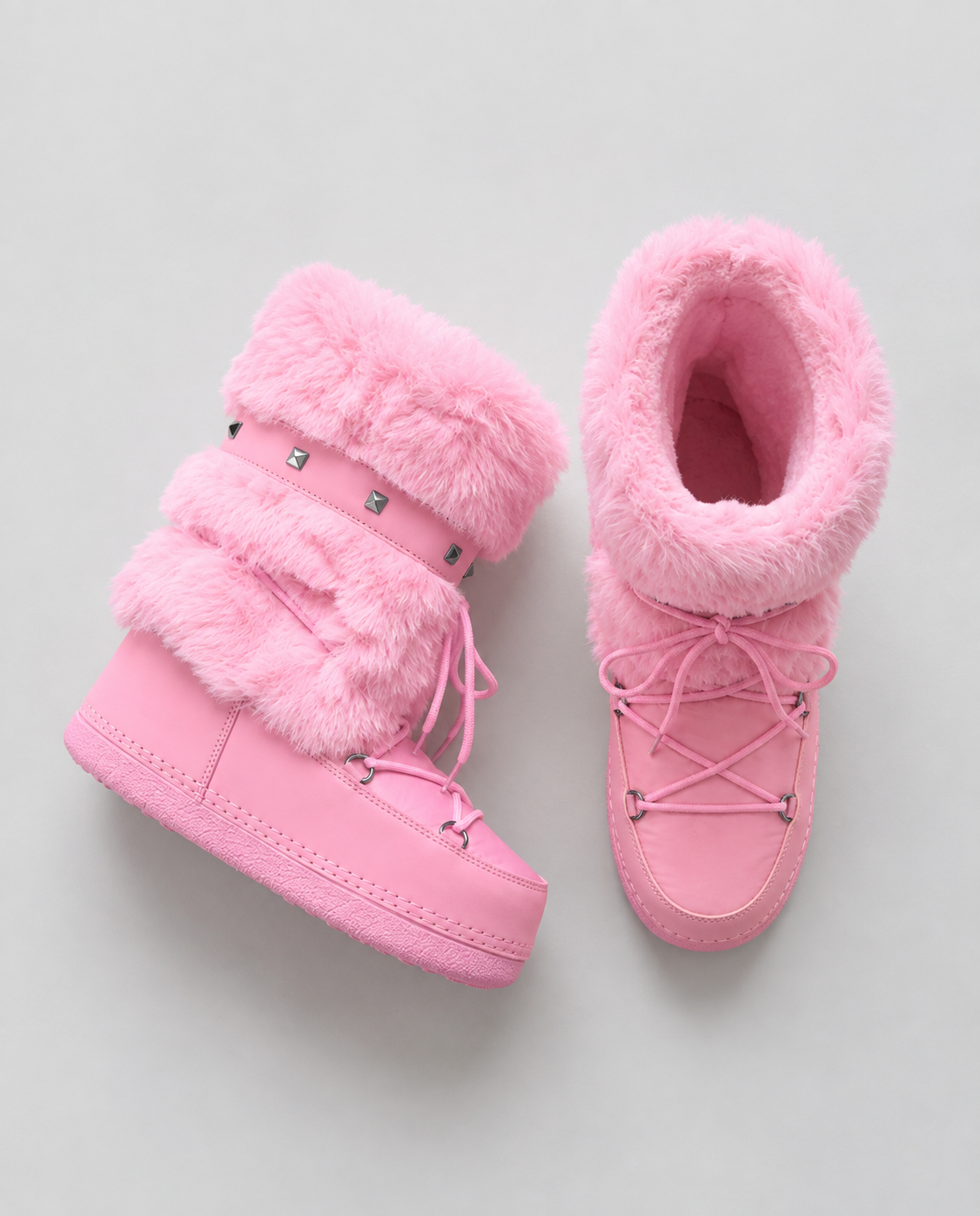 Studded Platform Boots Pink